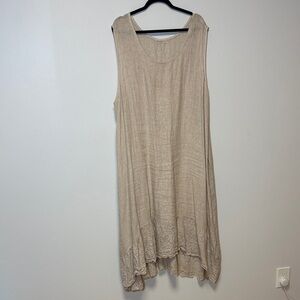 Sleeveless Beige Linen Dress